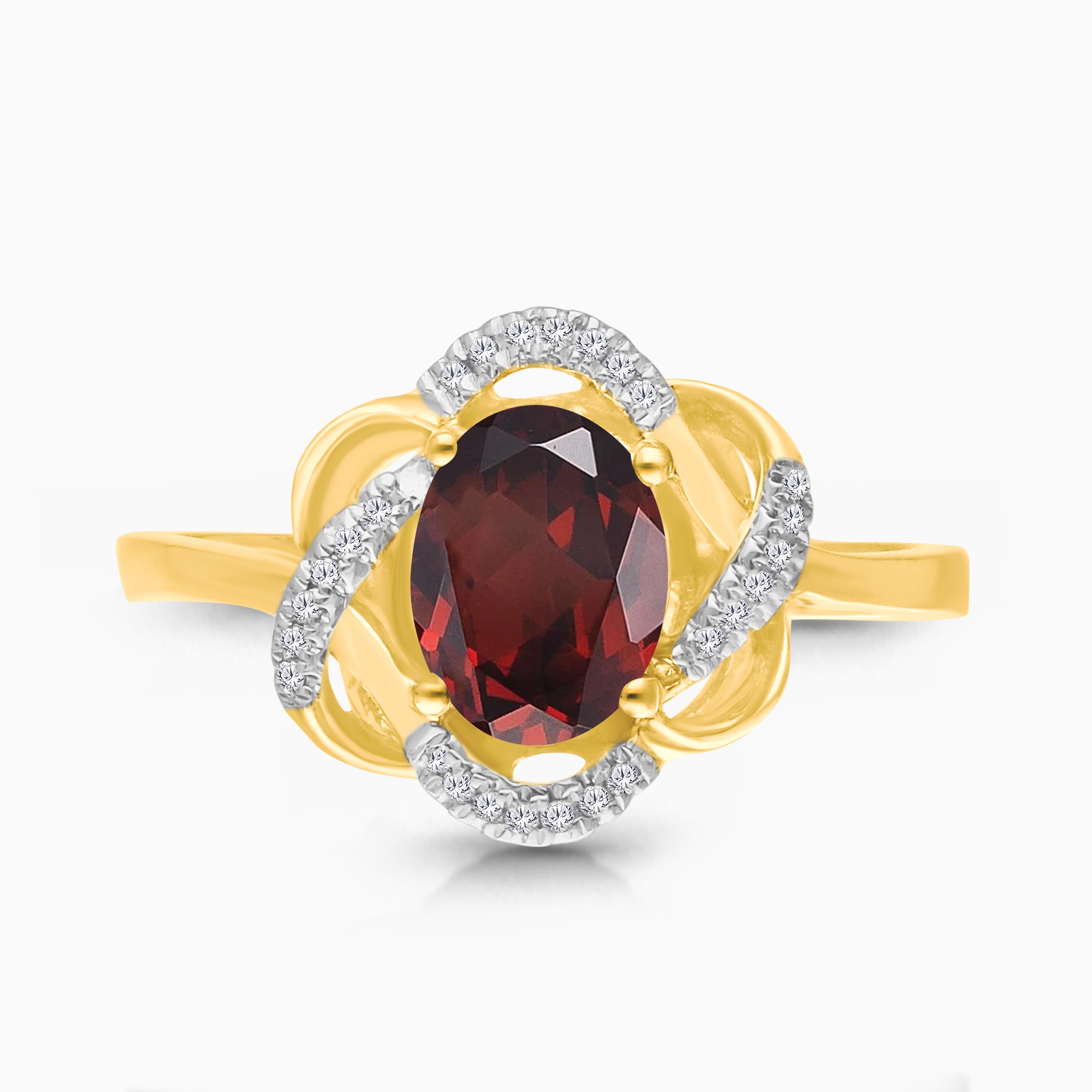 Diamond Garnet Clover Ring Garnet