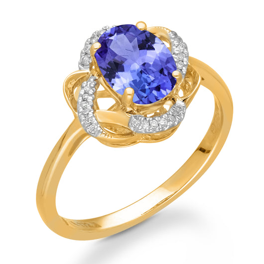 Yellow Gold Tanzanite & Yellow Diamond Heirloom Ring