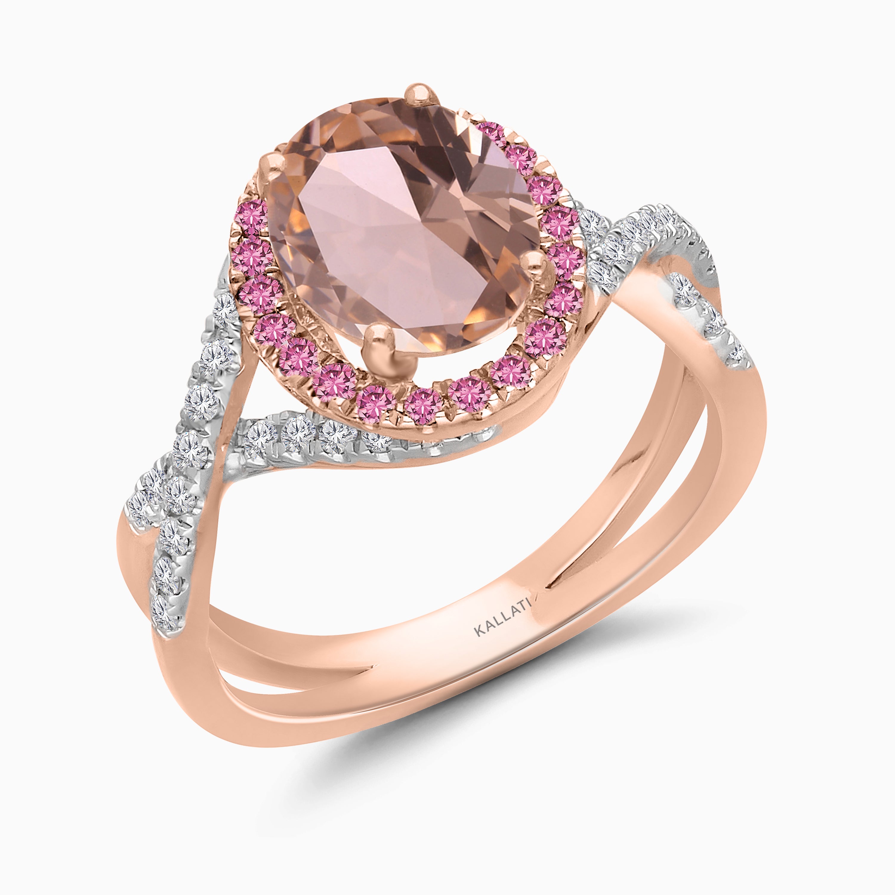 Crossing Waves Pink Sapphire & Morganite Ring