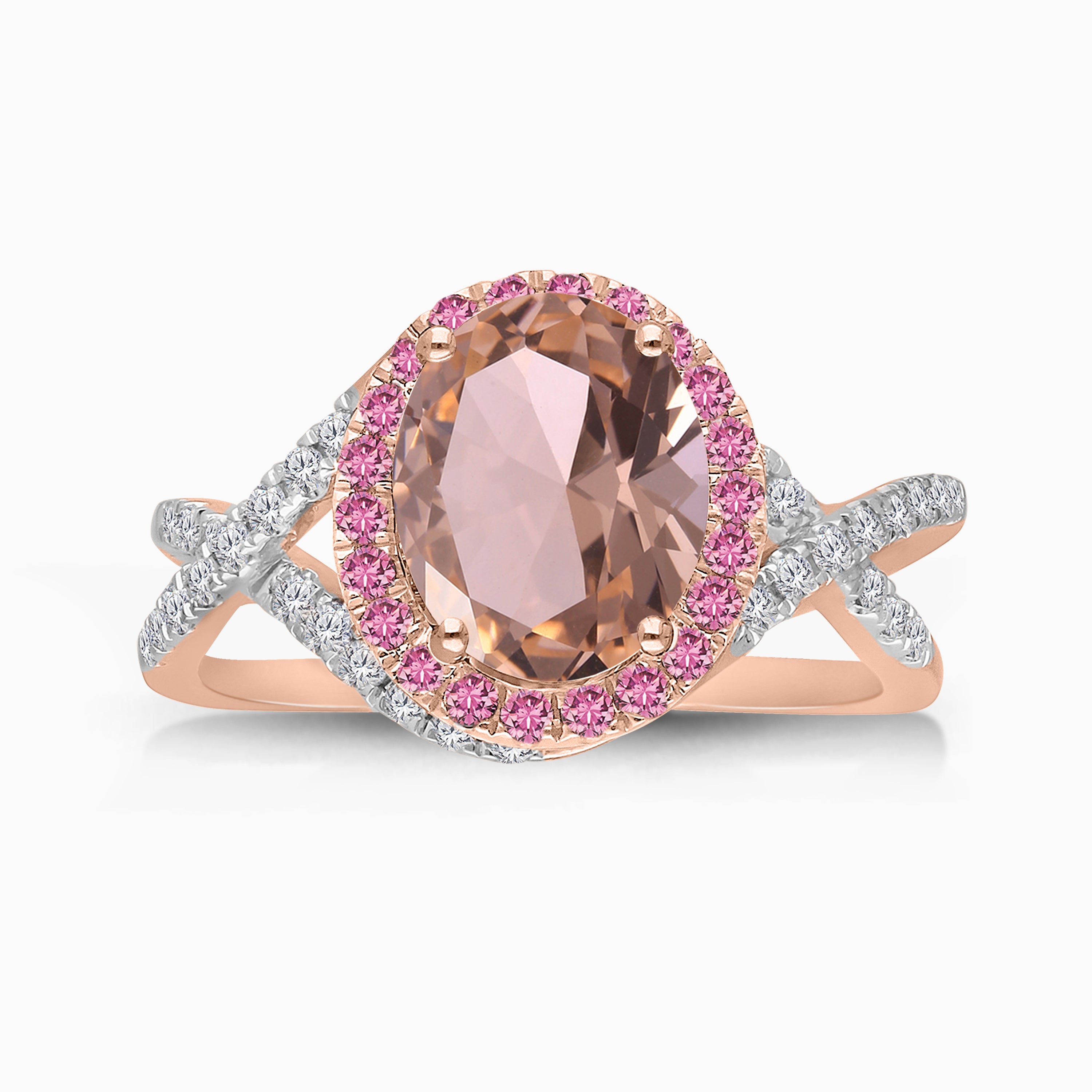 Crossing Waves Pink Sapphire & Morganite Ring