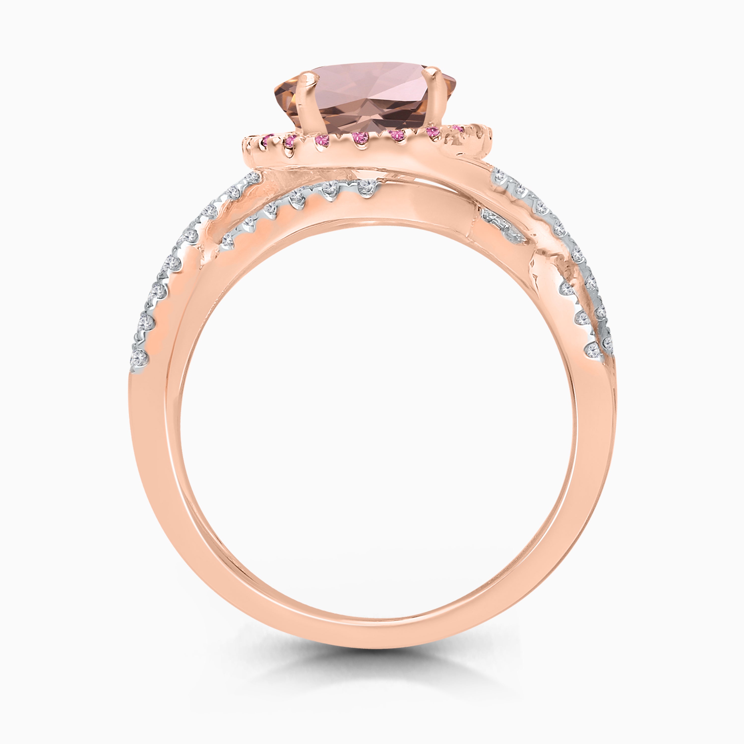 Crossing Waves Pink Sapphire & Morganite Ring
