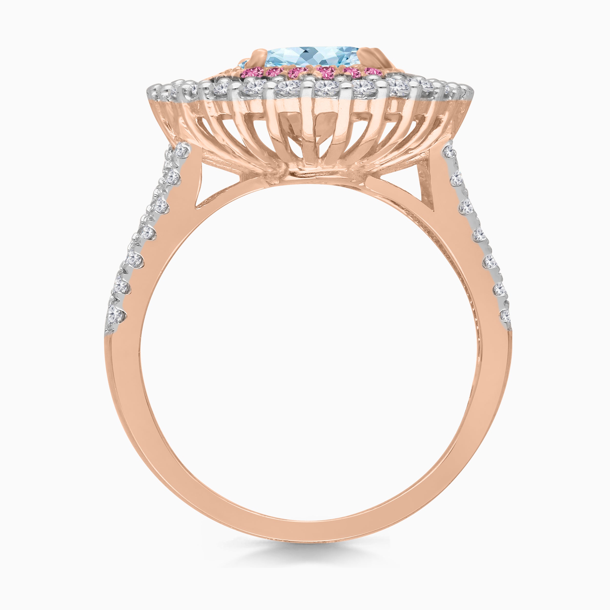 Rosewater Halo Aquamarine Ring