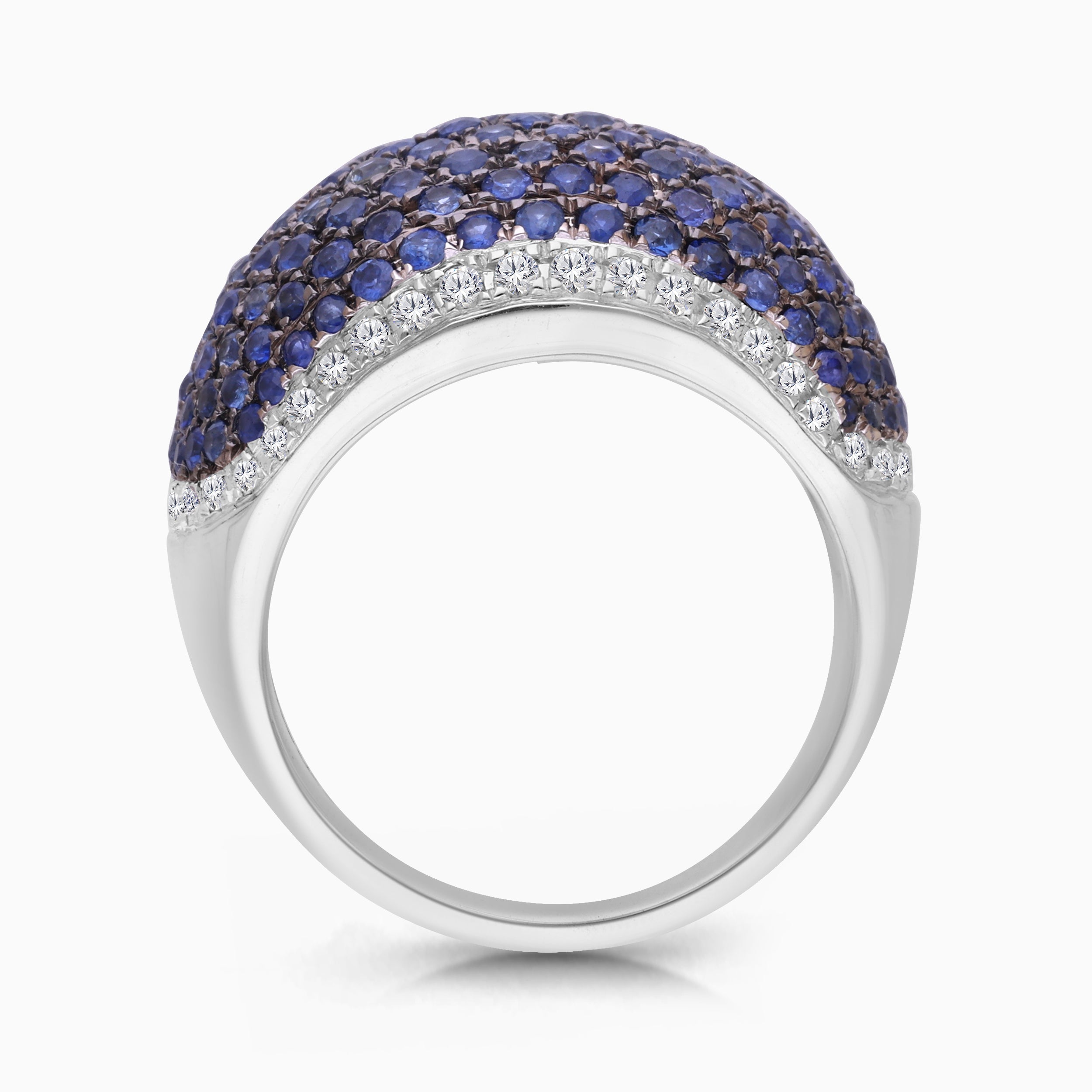Blue Sapphire & Diamond Bombe Ring