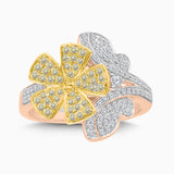 Yellow and White Diamond Flower Ring