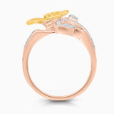 Yellow and White Diamond Flower Ring