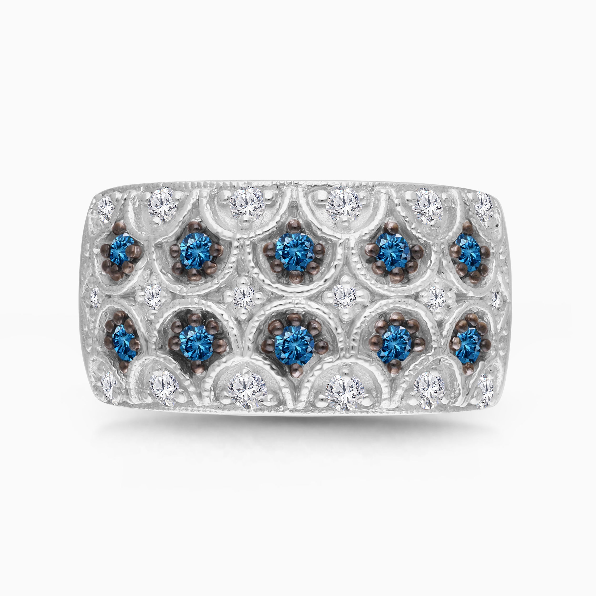 Scalloped Tide Blue Diamond Ring