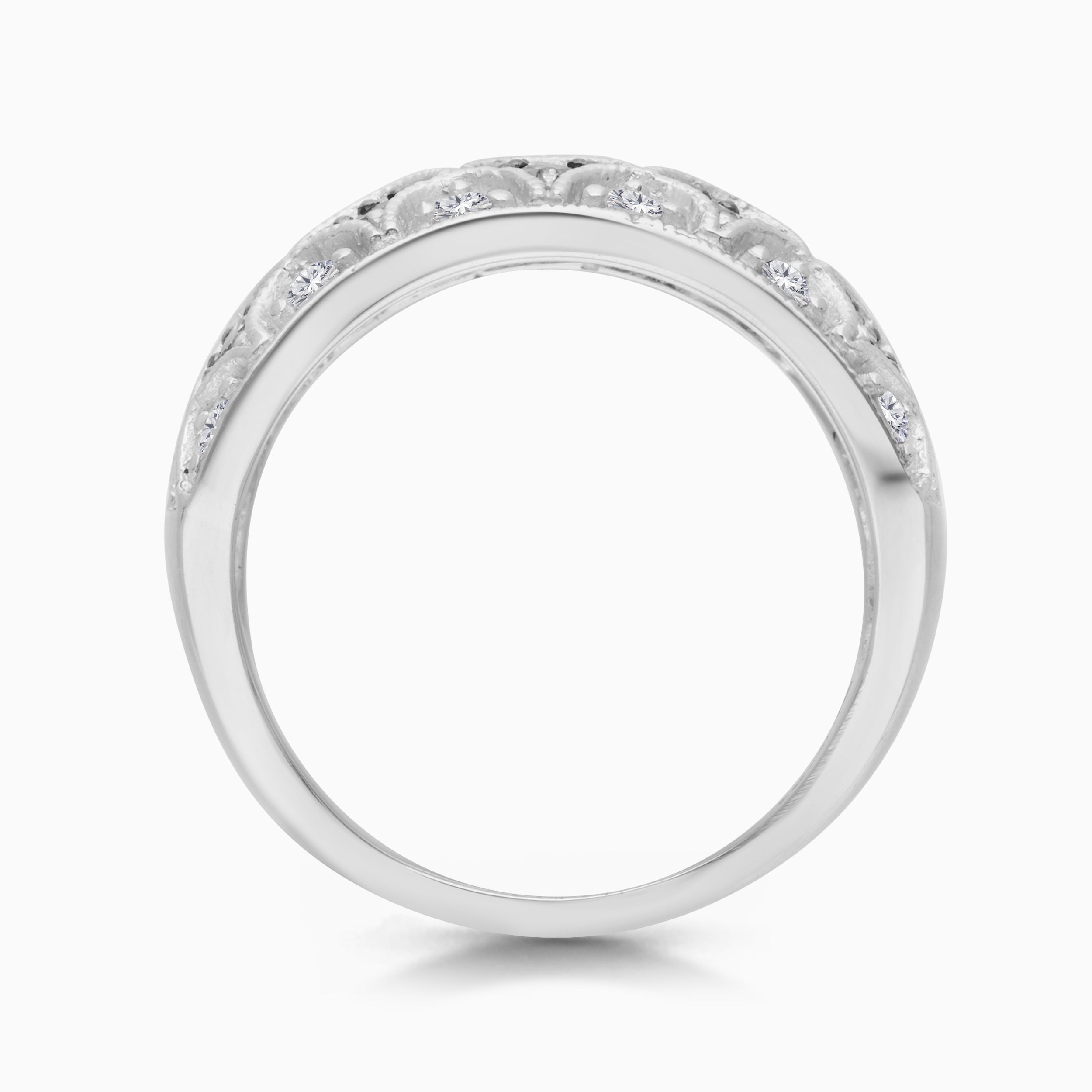 Scalloped Tide Blue Diamond Ring