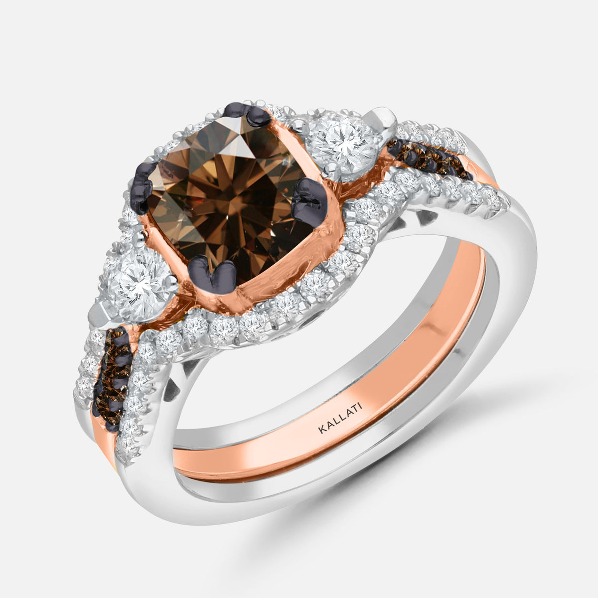 3 CTW Coco & White Diamond Engagement Ring Coco Diamonds