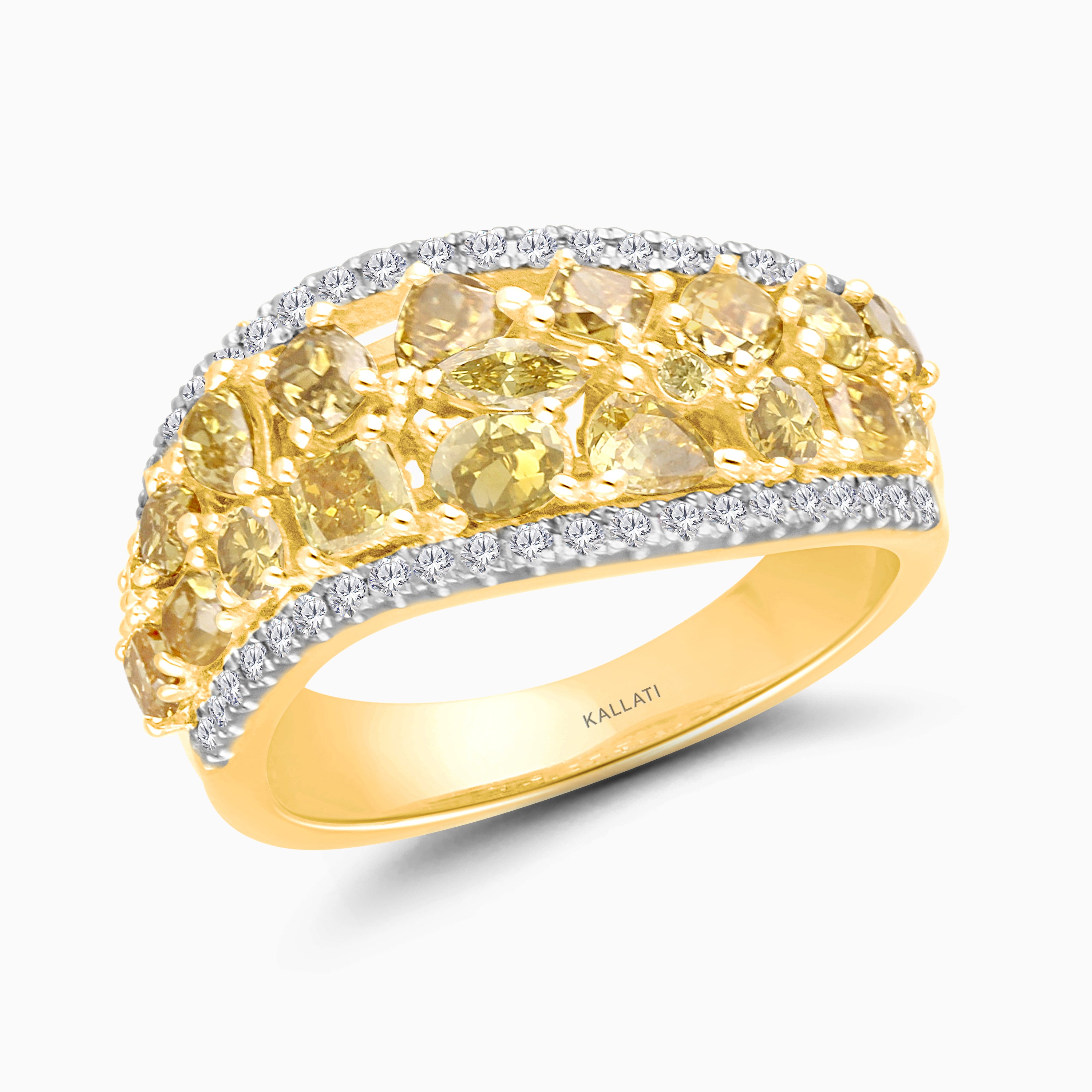 Multi Shaped Yellow Diamond Ring