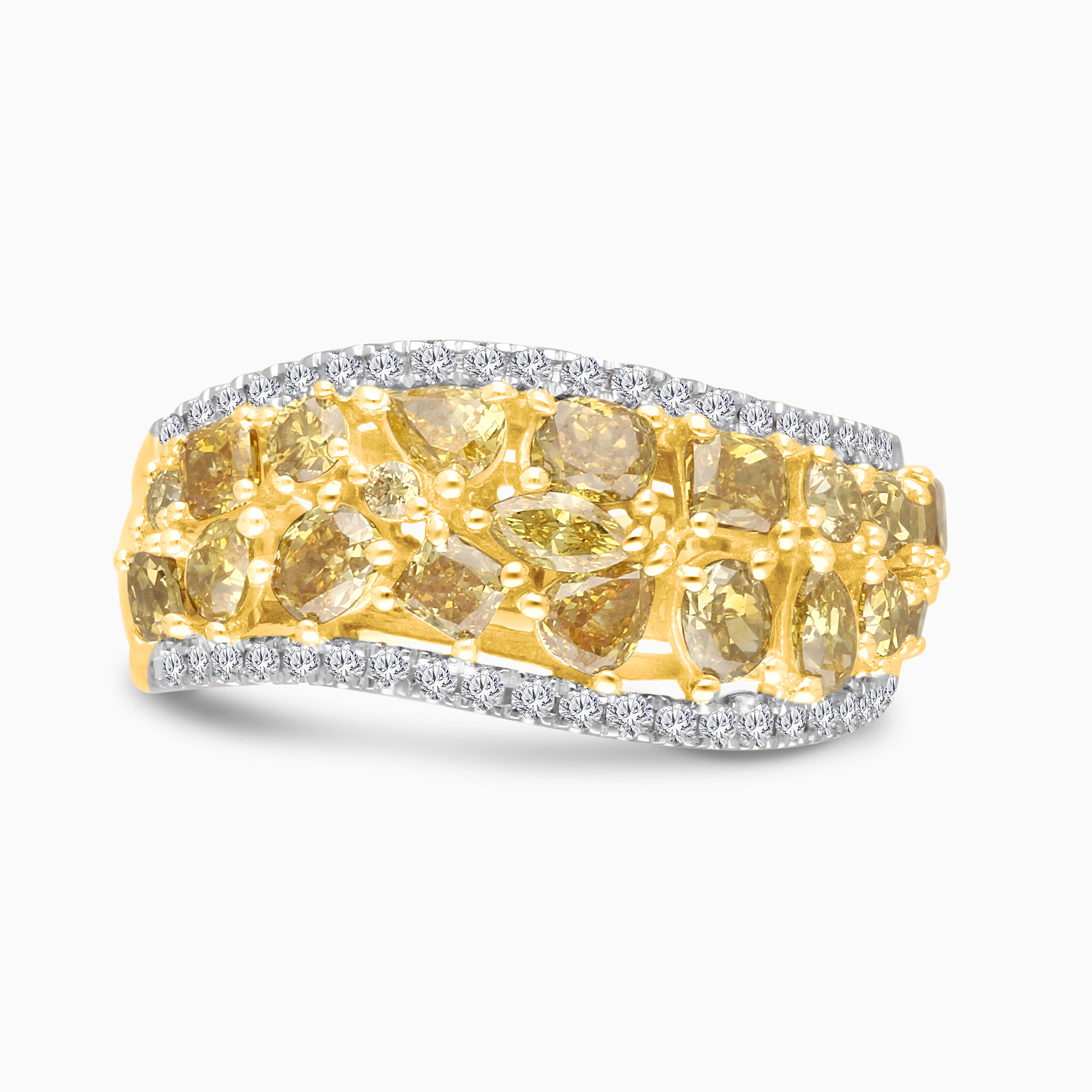 Multi Shaped Yellow Diamond Ring