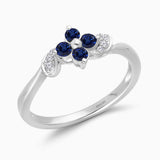 Baby Daisy Blue Sapphire and White Diamond Ring