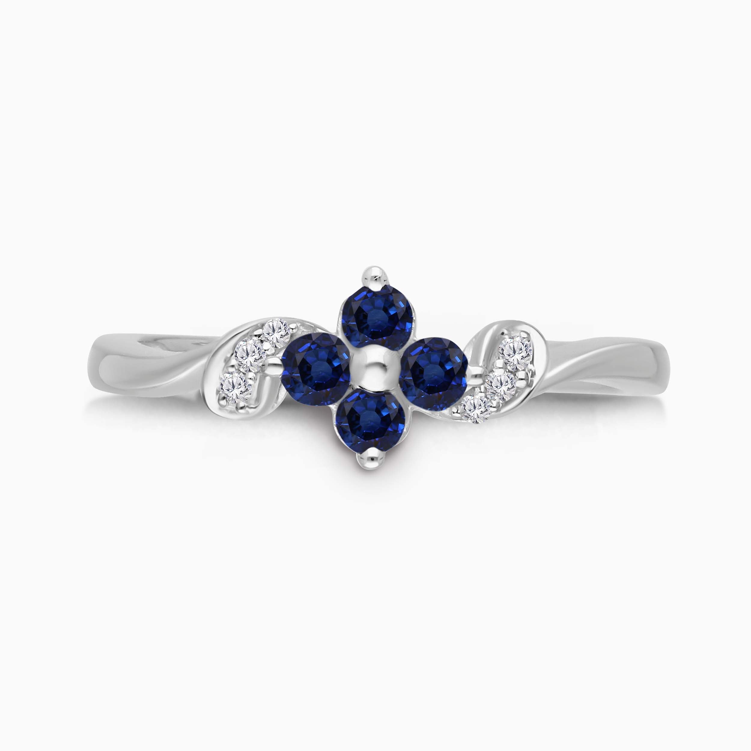 Baby Daisy Blue Sapphire and White Diamond Ring