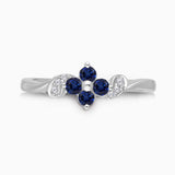 Baby Daisy Blue Sapphire and White Diamond Ring