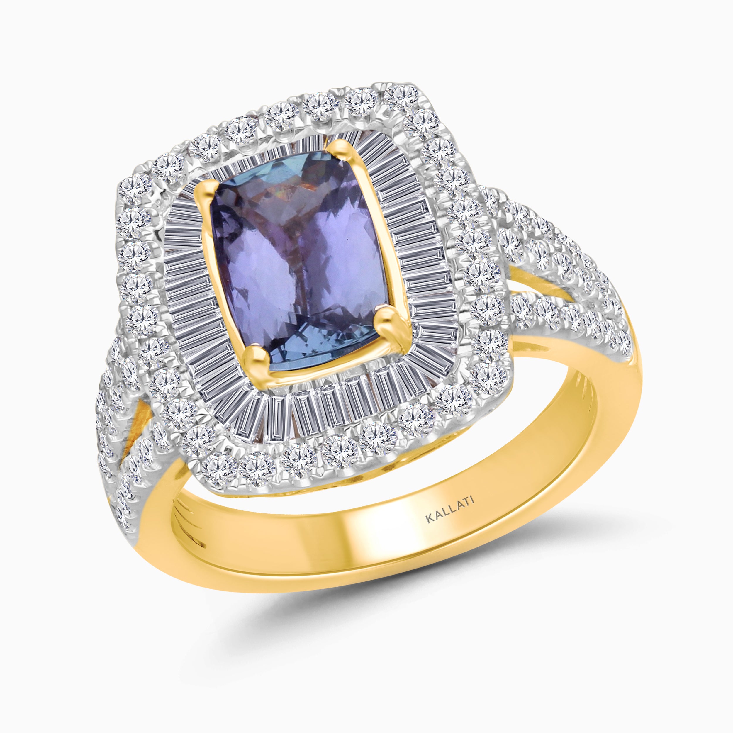 Diamond Baguette Portrait Non Heat Tanzanite Ring