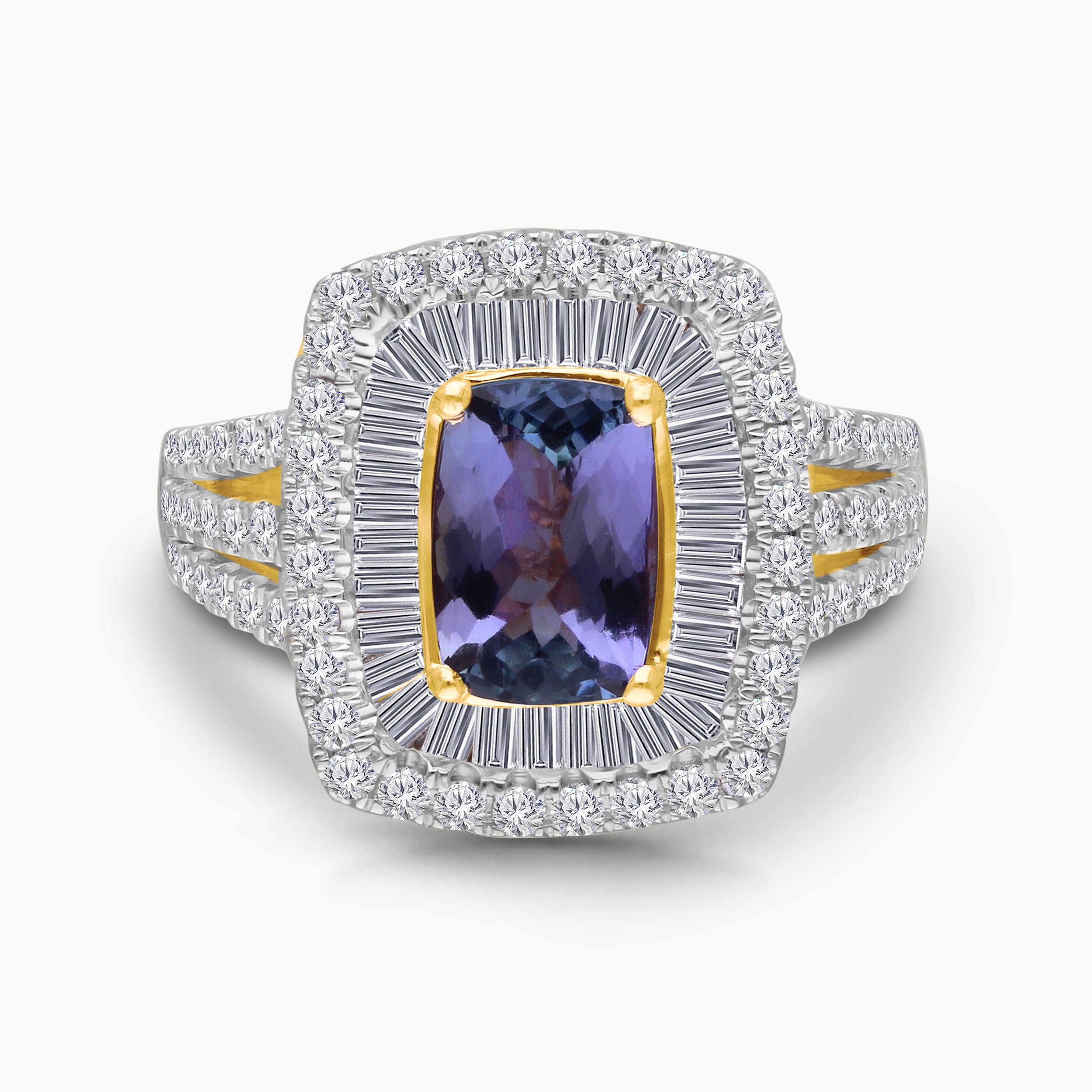 Diamond Baguette Portrait Non Heat Tanzanite Ring