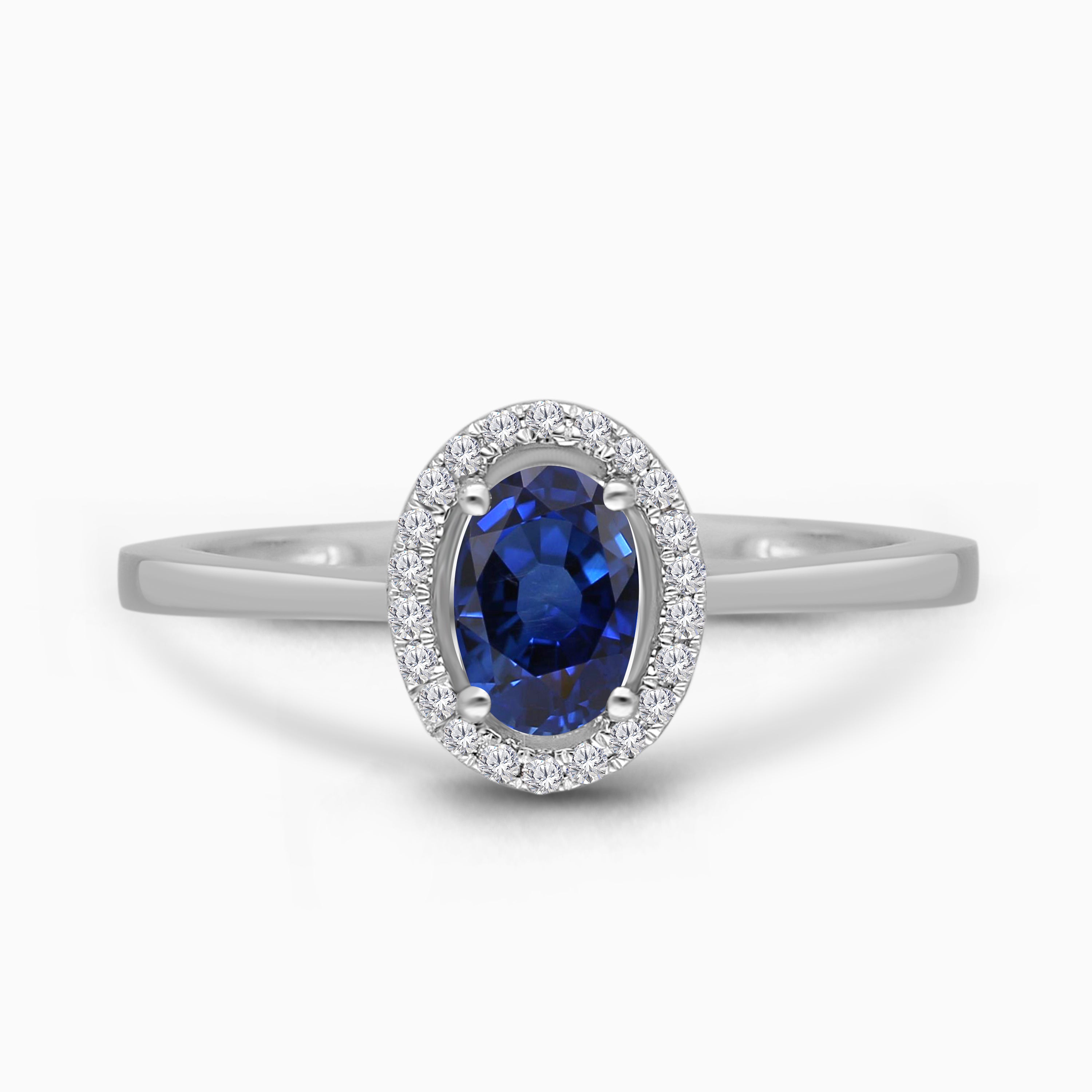 Halo Diamond Sapphire Ring