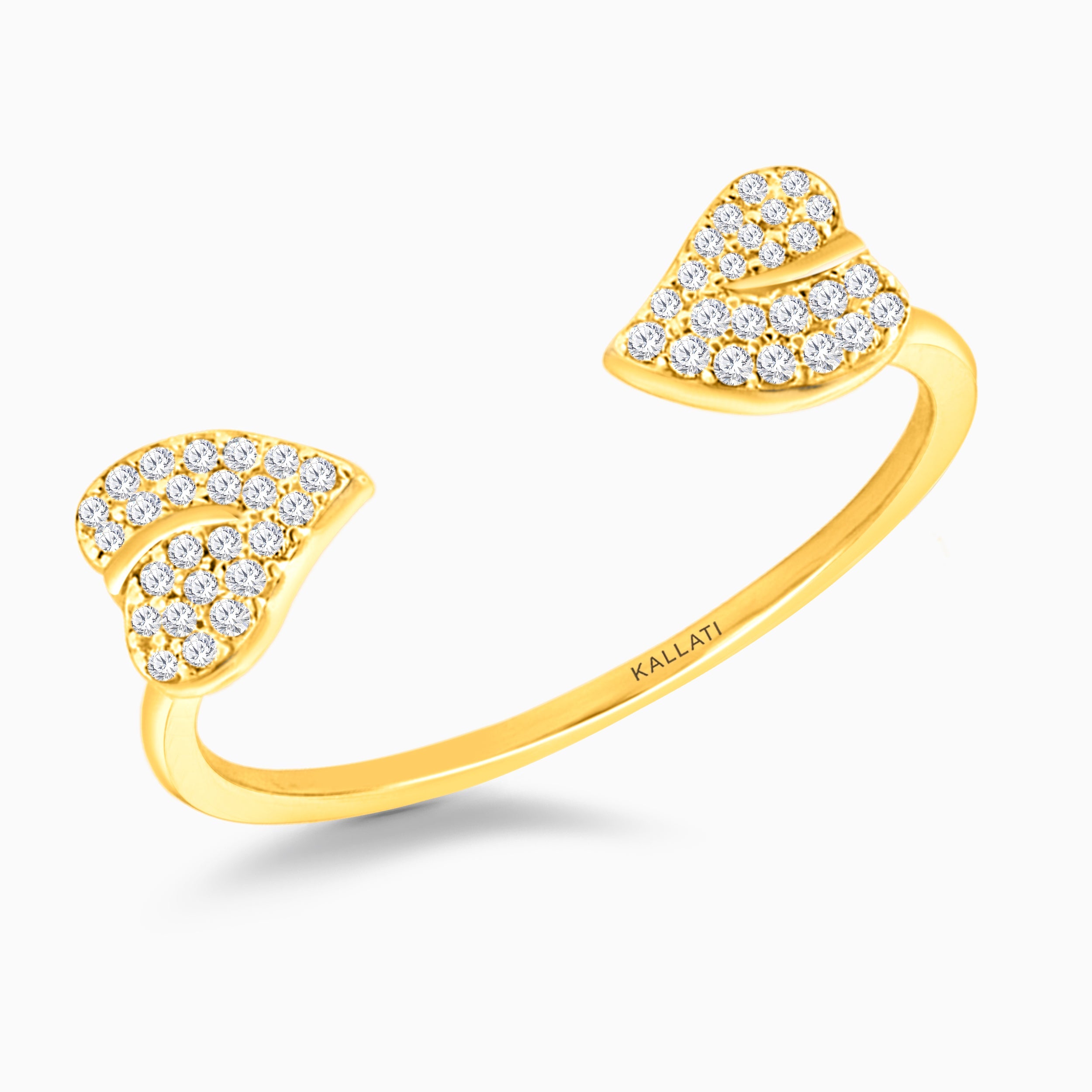 Pave Diamond Open Leaf Ring