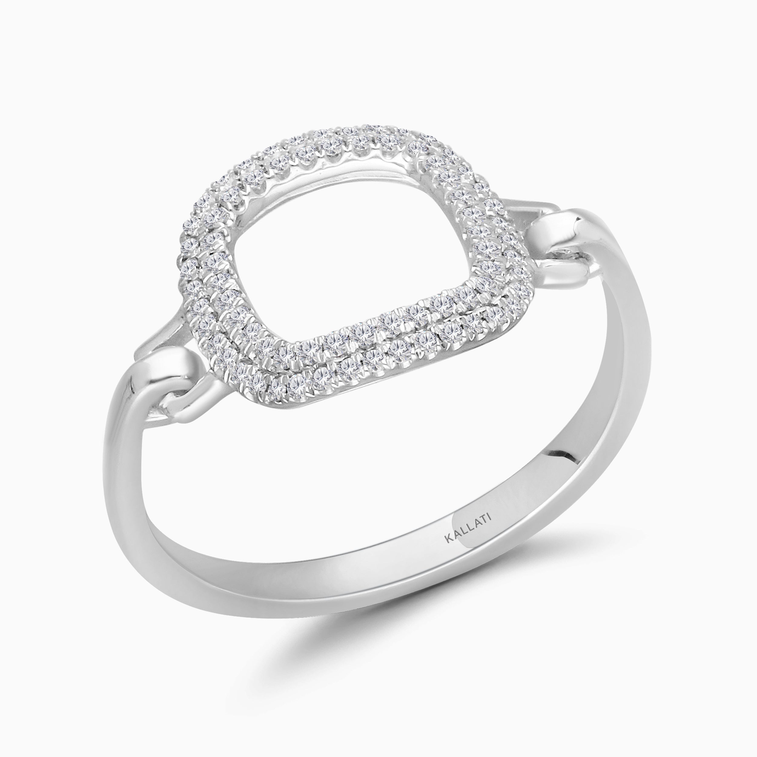 White Gold Diamond Open Link Chain Ring