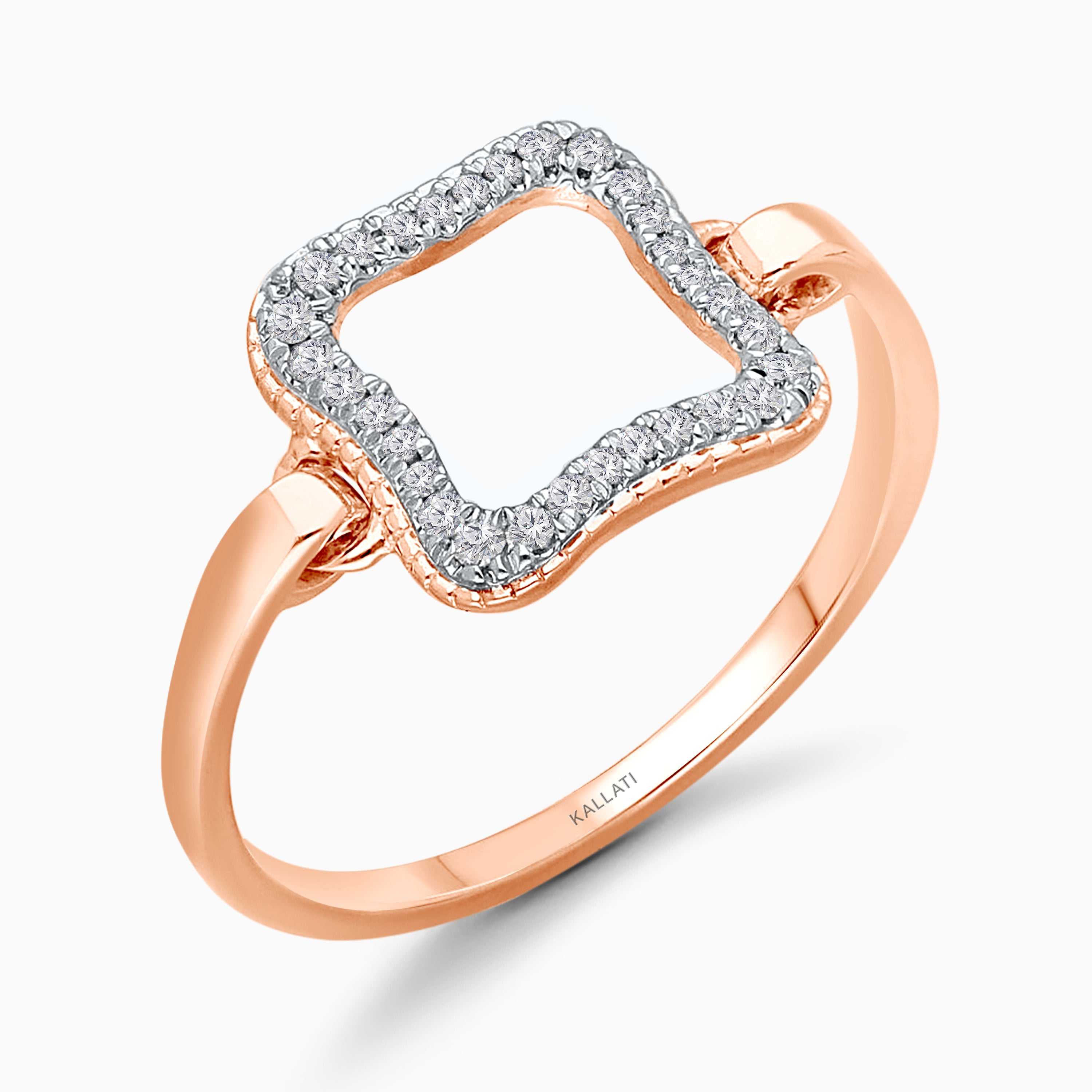 Pave Diamond Open Square Ring