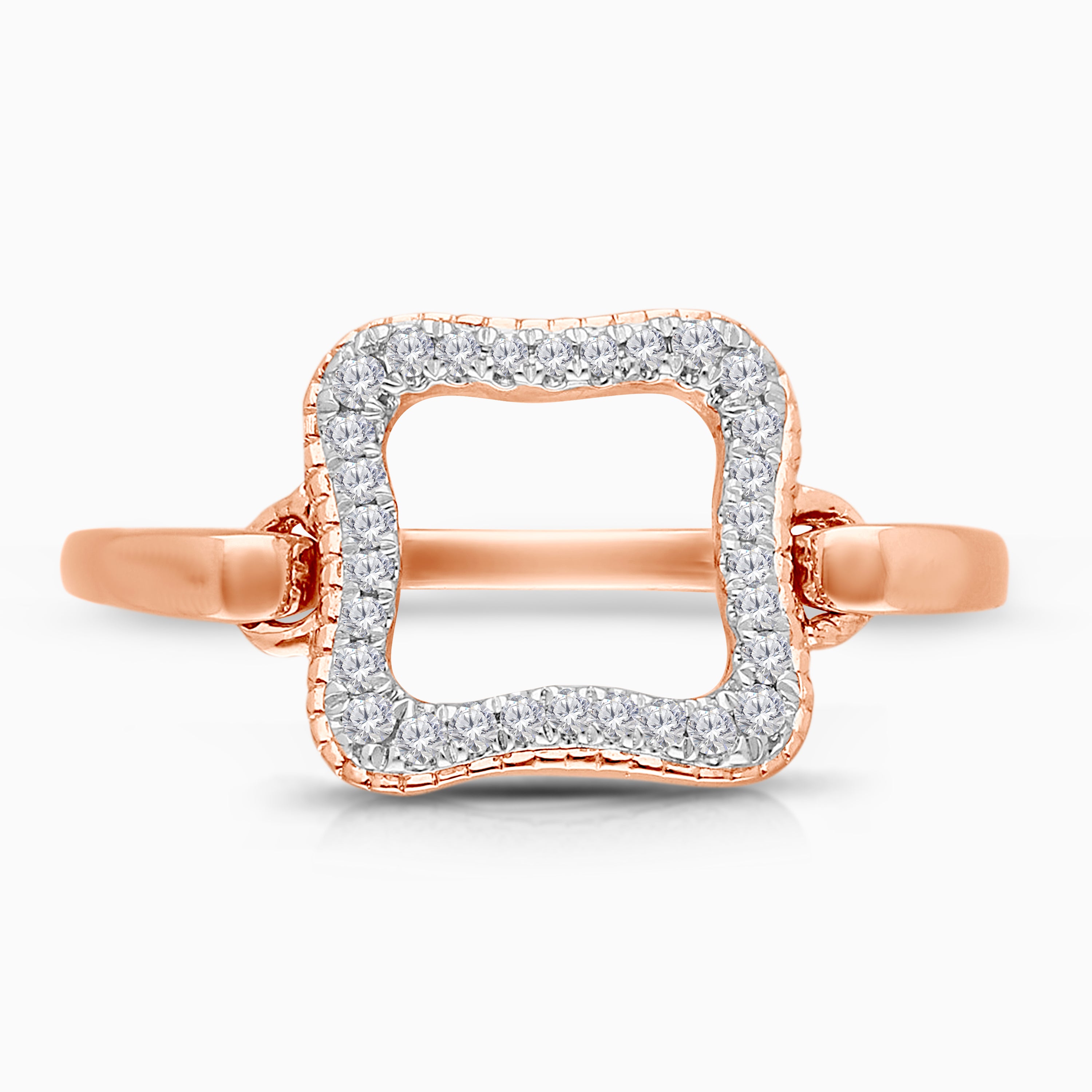 Pave Diamond Open Square Ring