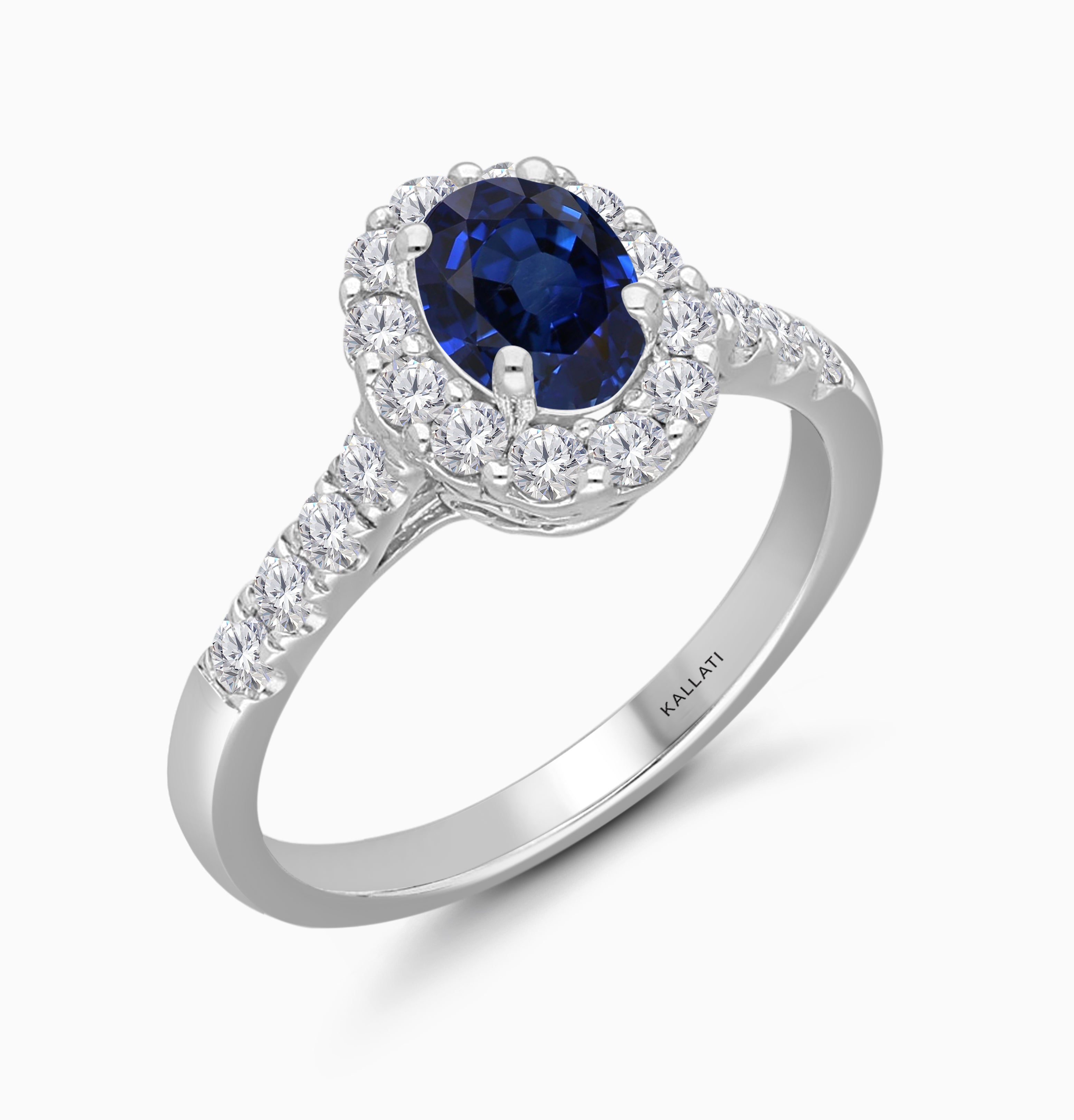 Sapphire Diamond Halo Ring