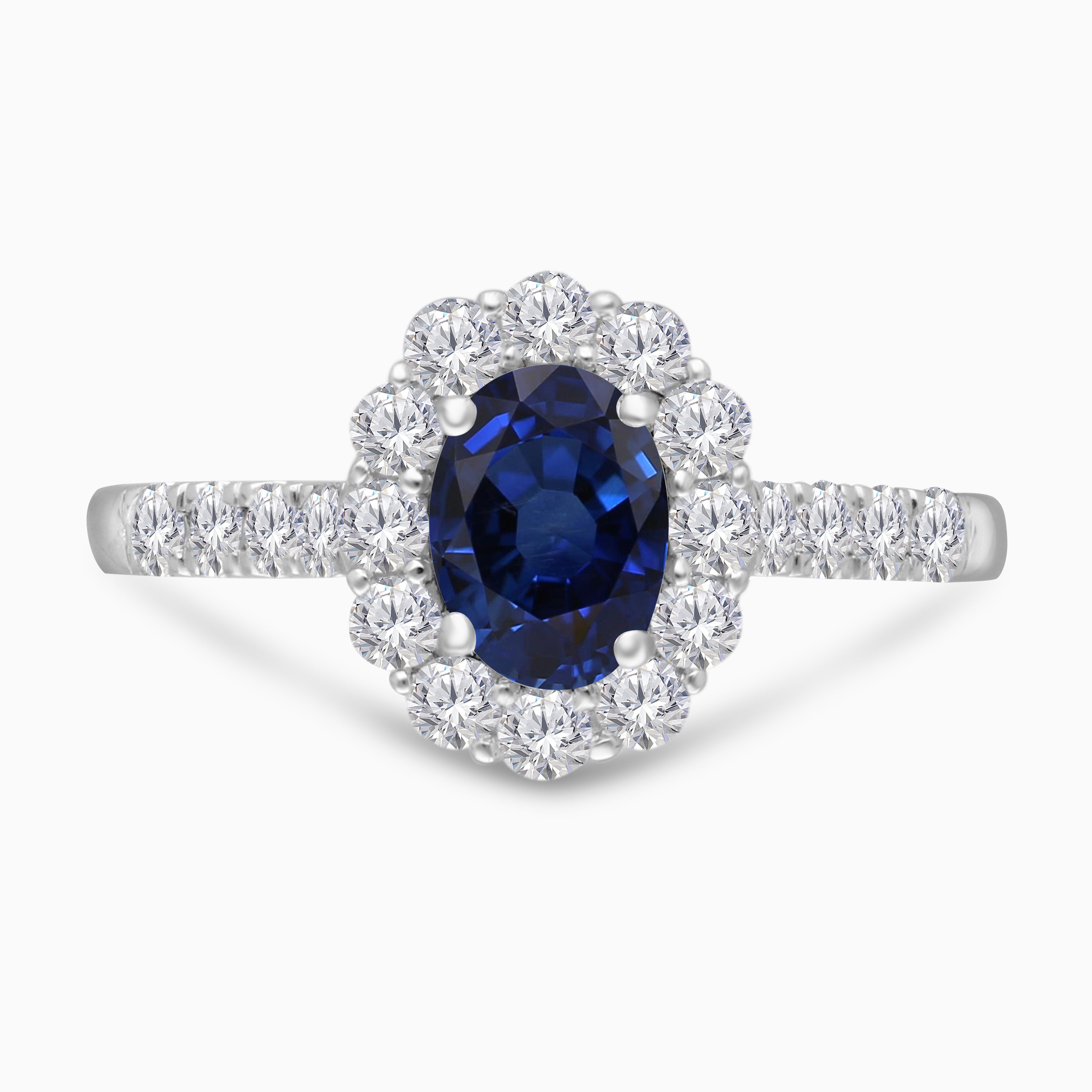 Sapphire Diamond Halo Ring
