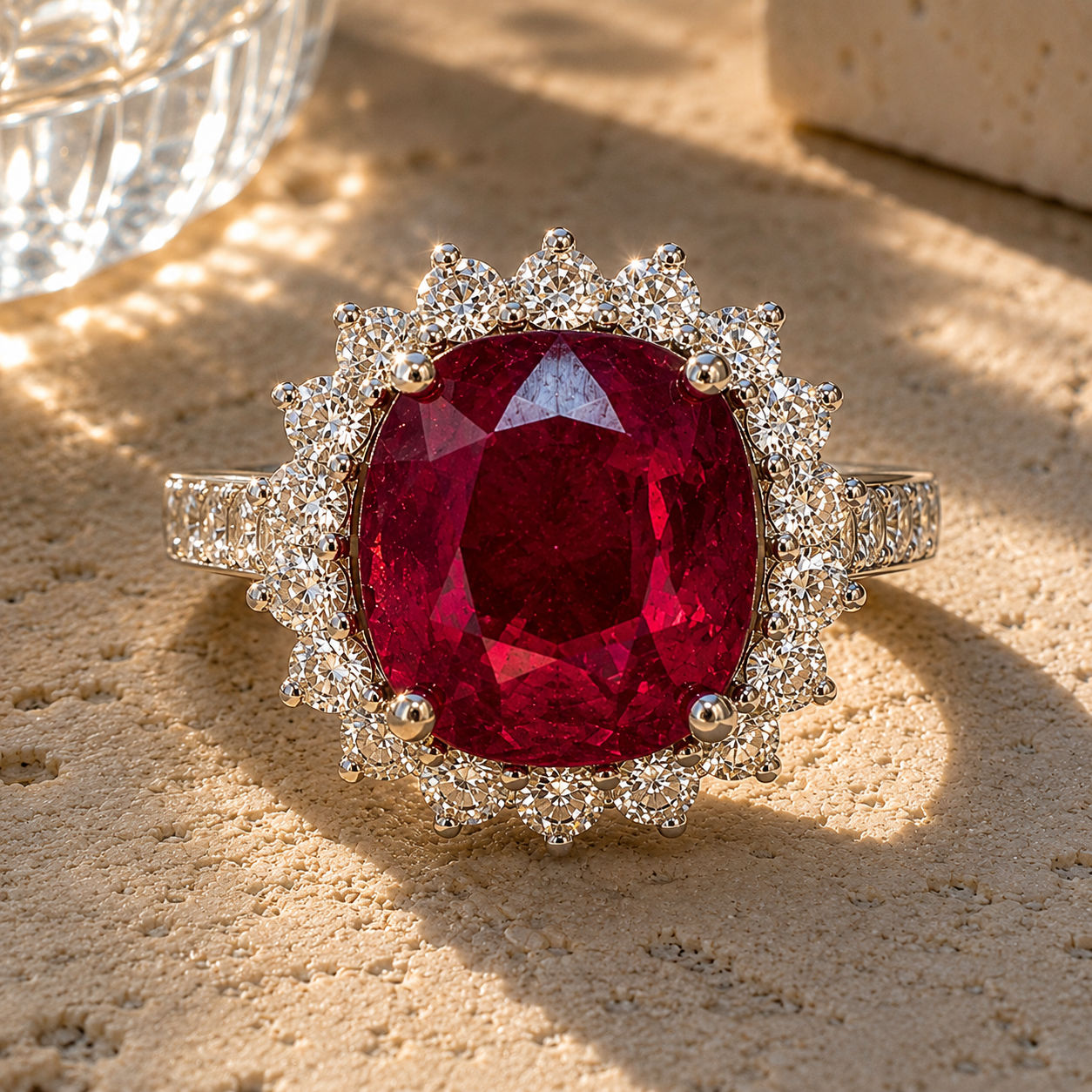 6.20 CTW Certified Burmese & Diamond Ring