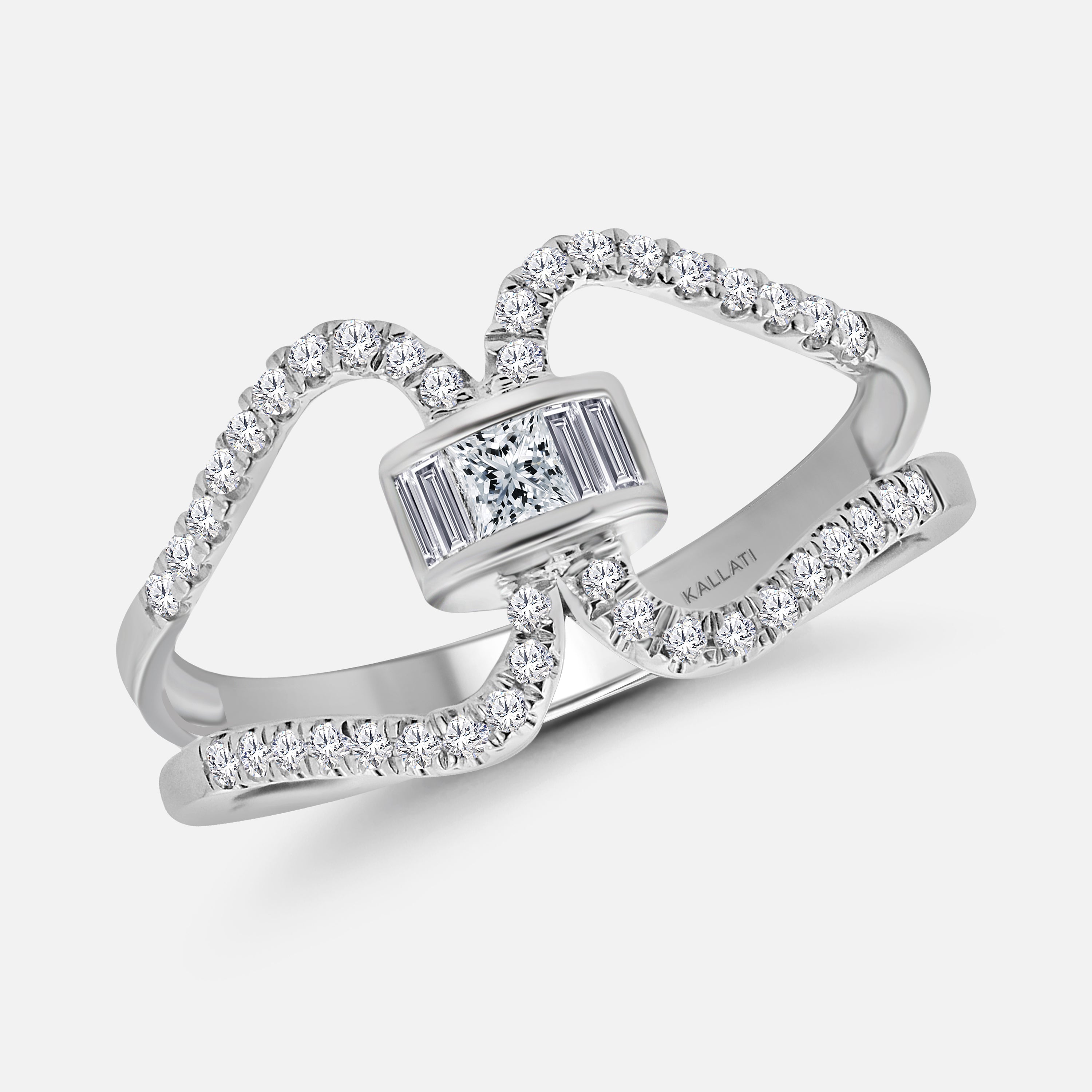 Diamond Lock Open Ring White Diamond