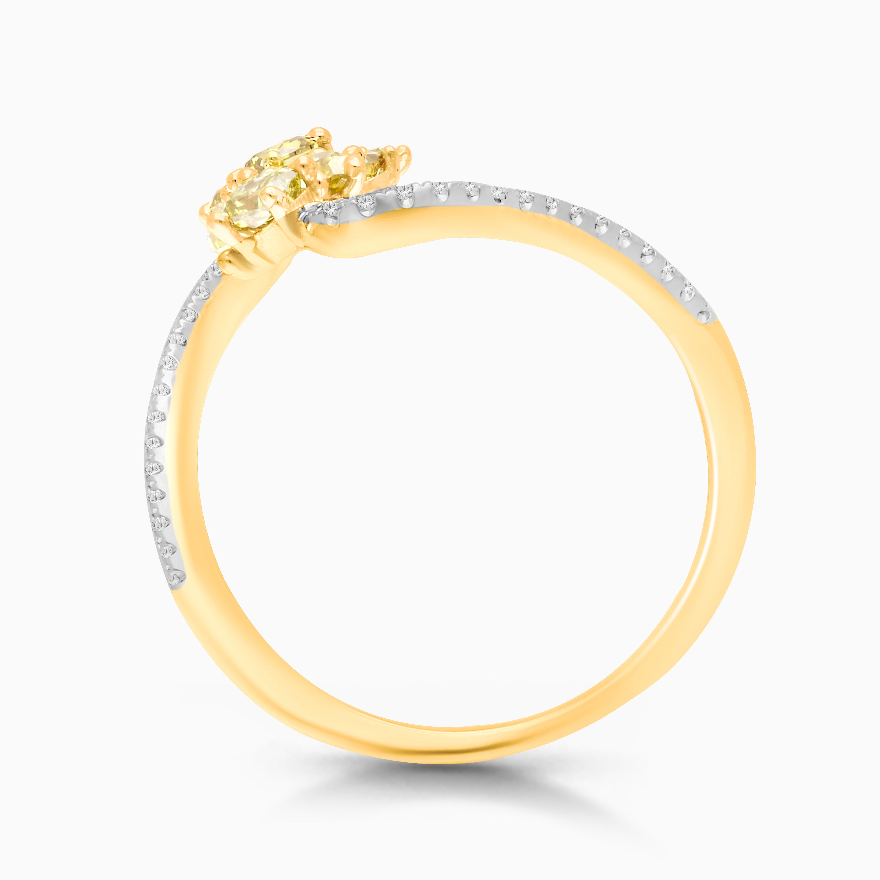 Cluster Yellow Diamond Wave Ring