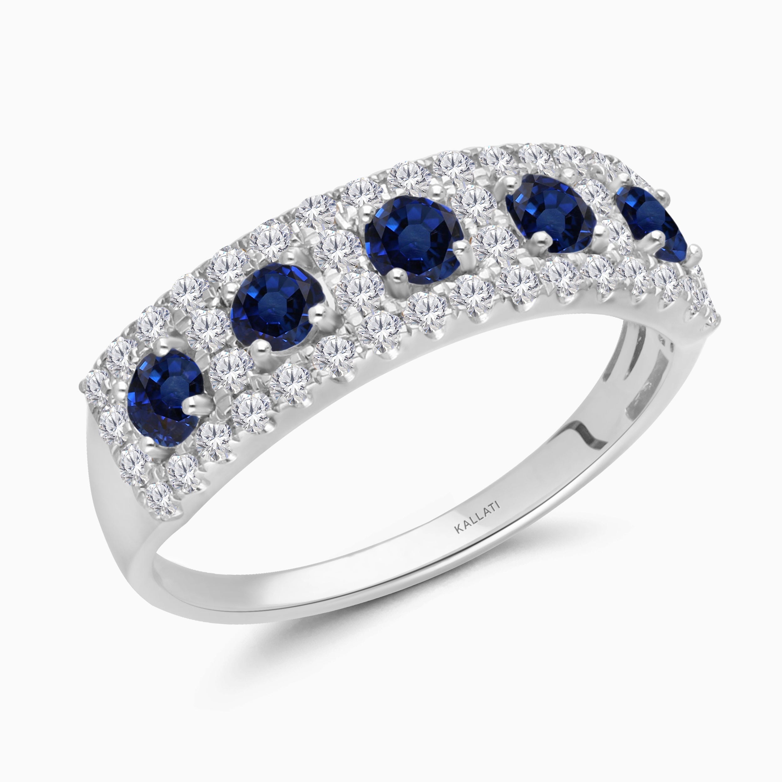 Blue Sapphire and White Diamond Band