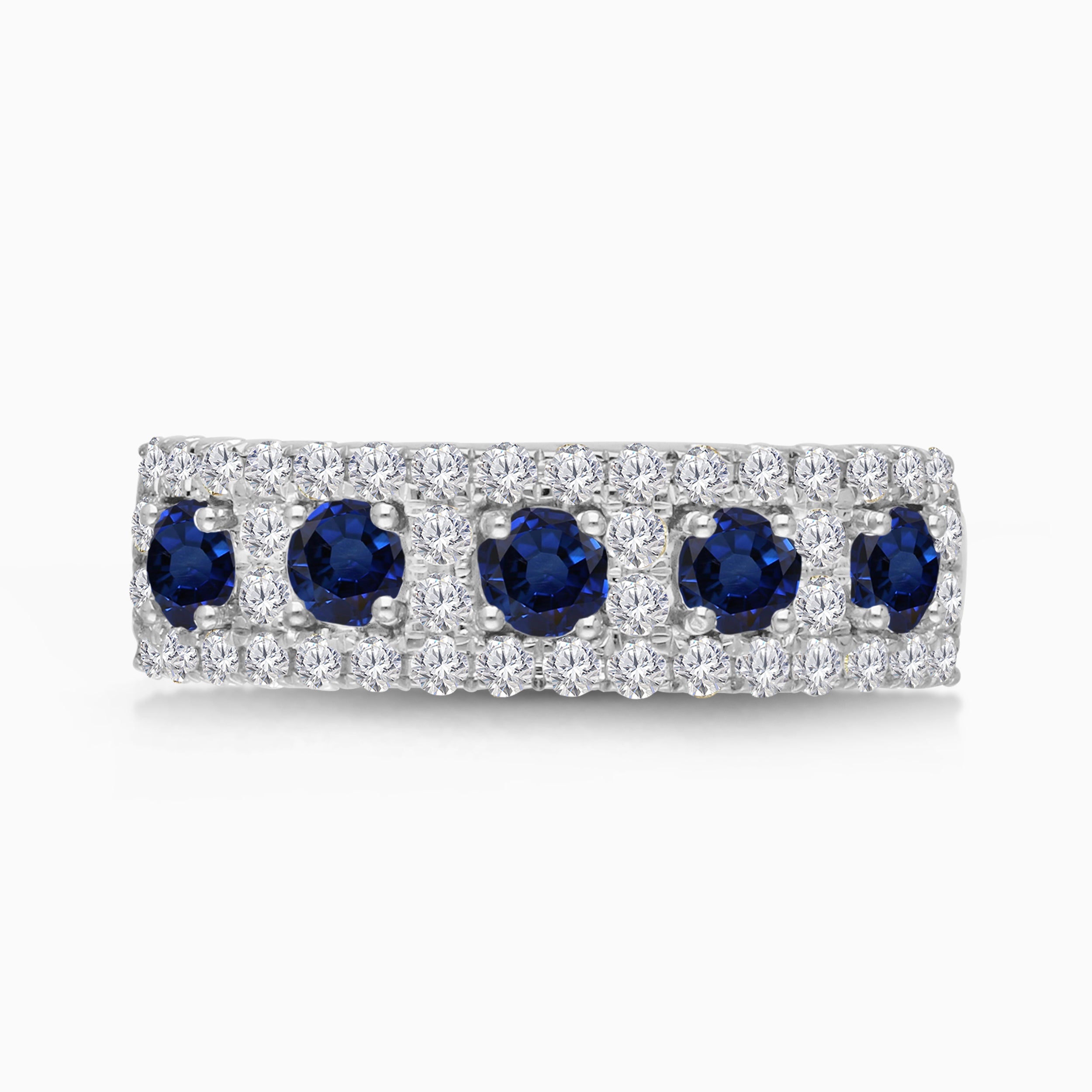 Blue Sapphire and White Diamond Band