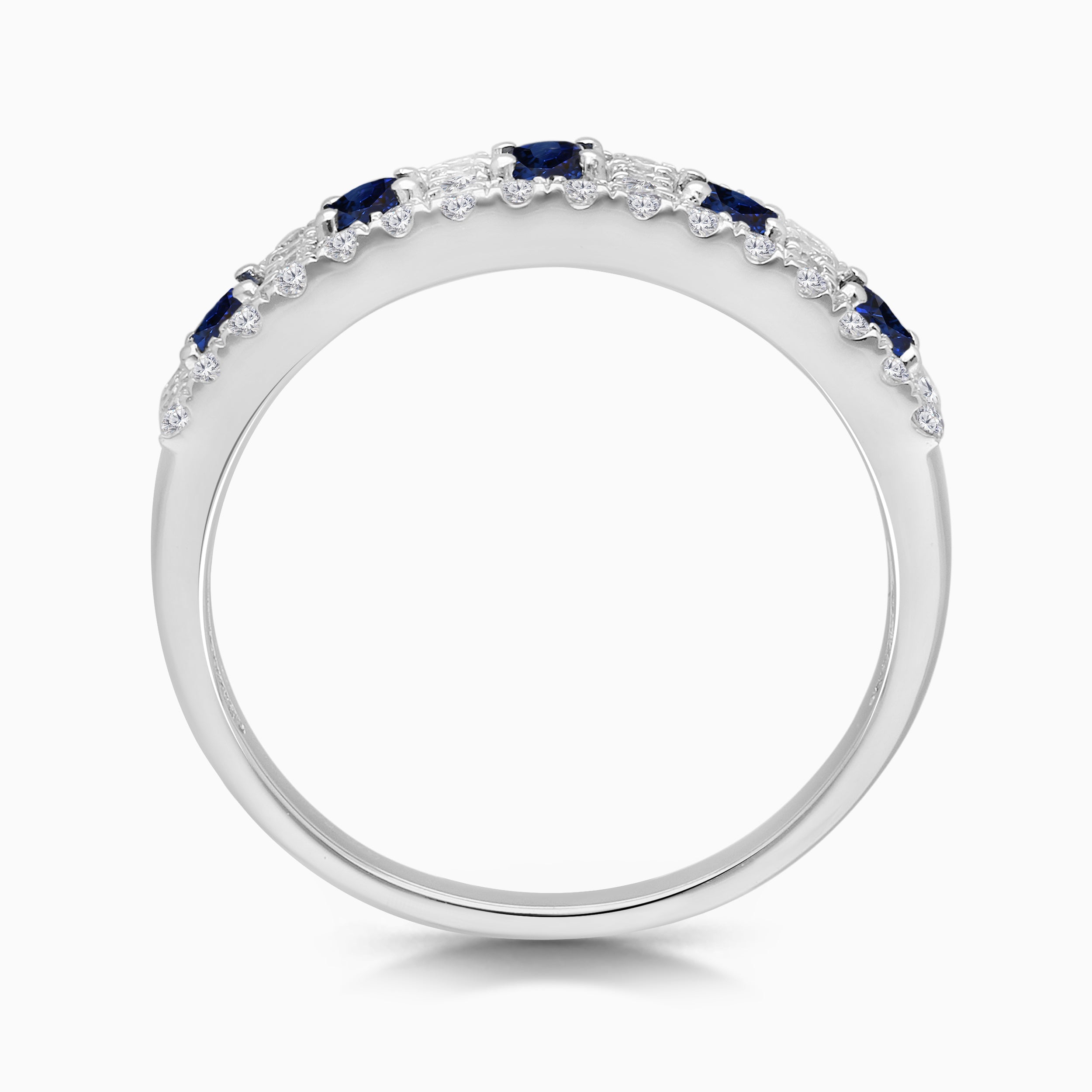 Blue Sapphire and White Diamond Band