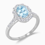 Kallati Heirloom Oval Halo Aquamarine & Diamond Engagement Ring in 14K White Gold HEIRLOOM