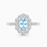Kallati Heirloom Oval Halo Aquamarine & Diamond Engagement Ring in 14K White Gold HEIRLOOM