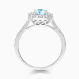 Kallati Heirloom Oval Halo Aquamarine & Diamond Engagement Ring in 14K White Gold HEIRLOOM