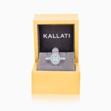 Kallati Heirloom Oval Halo Aquamarine & Diamond Engagement Ring in 14K White Gold HEIRLOOM
