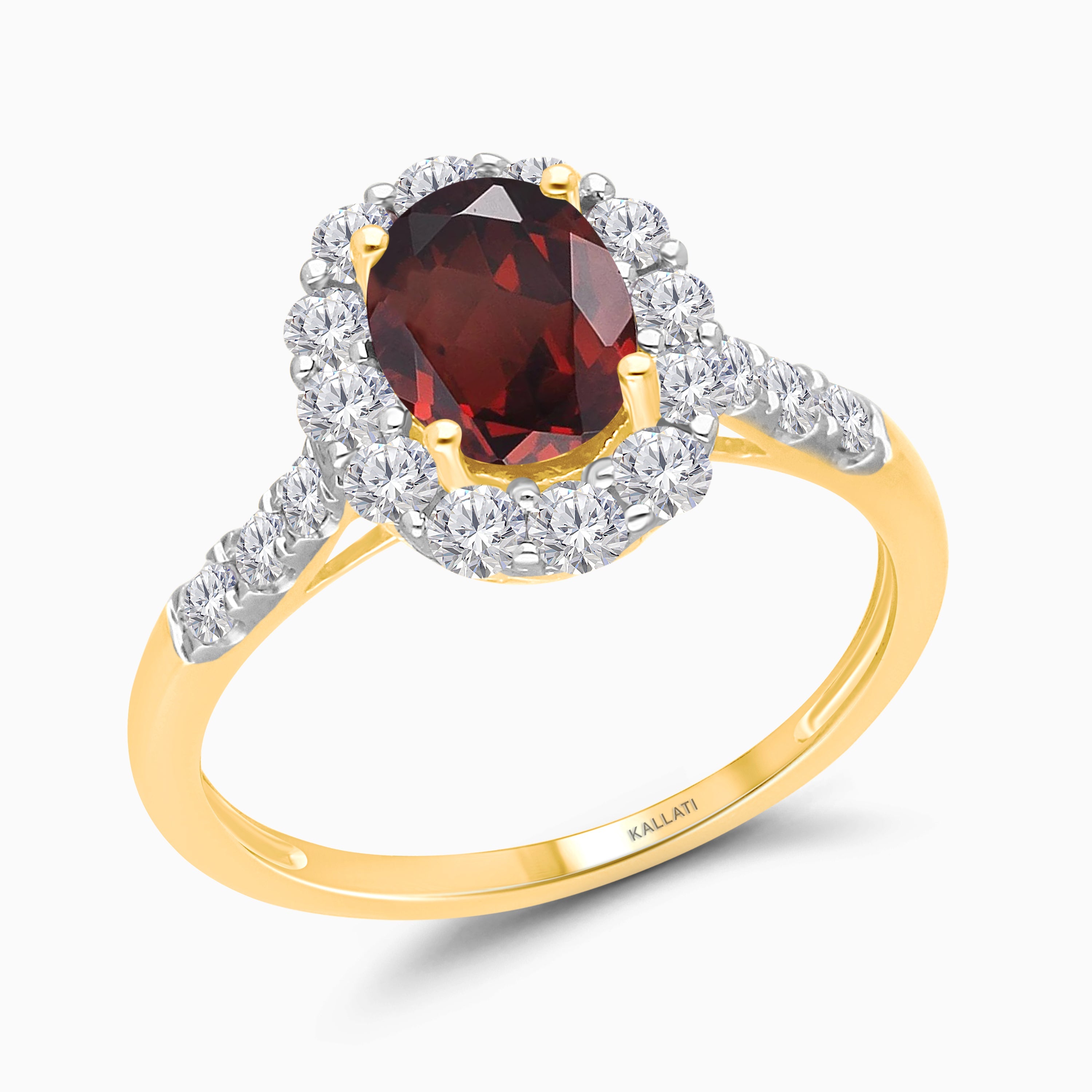 Grand Diamond Halo Garnet Ring Garnet