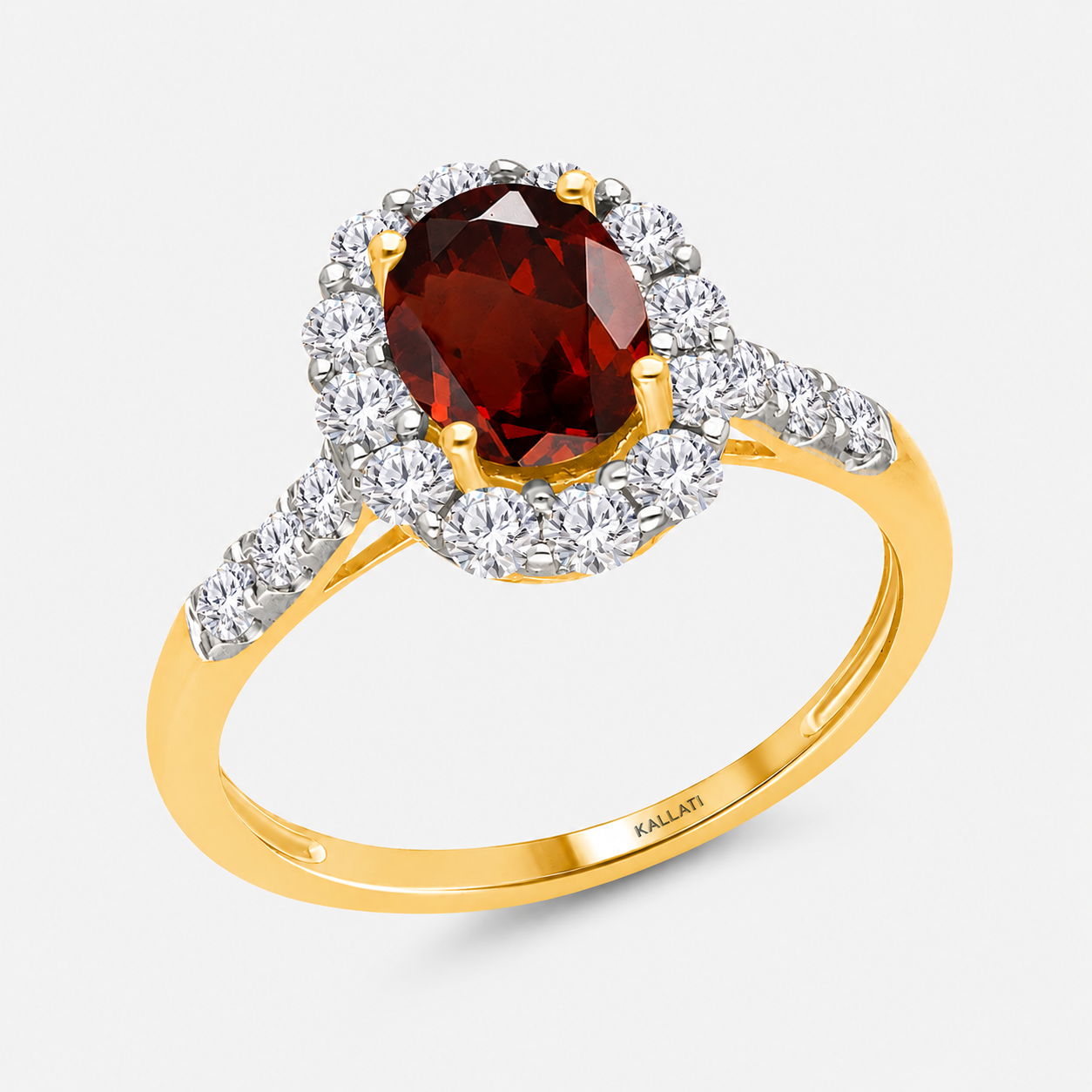 Grand Diamond Halo Garnet Ring Garnet