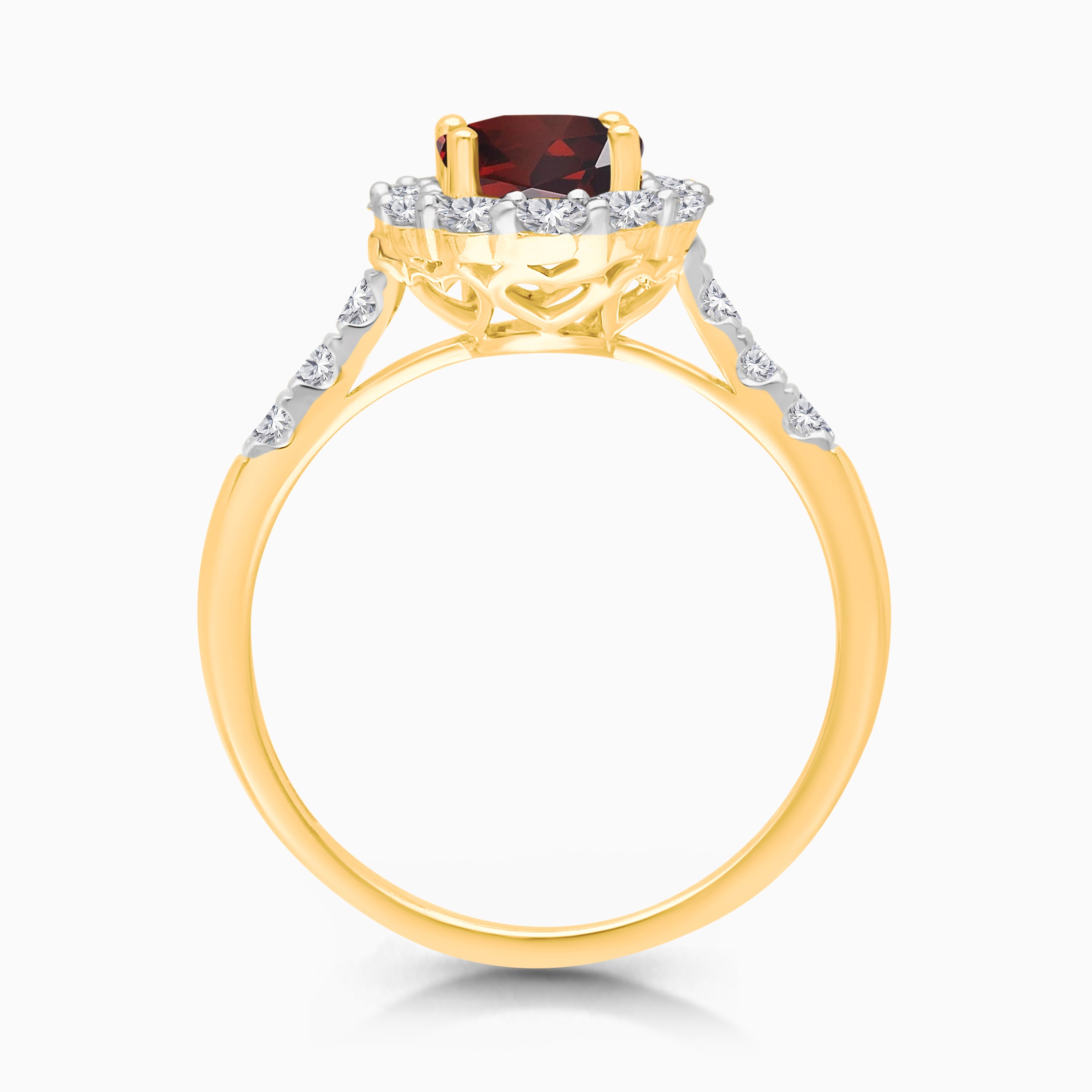 Grand Diamond Halo Garnet Ring Garnet