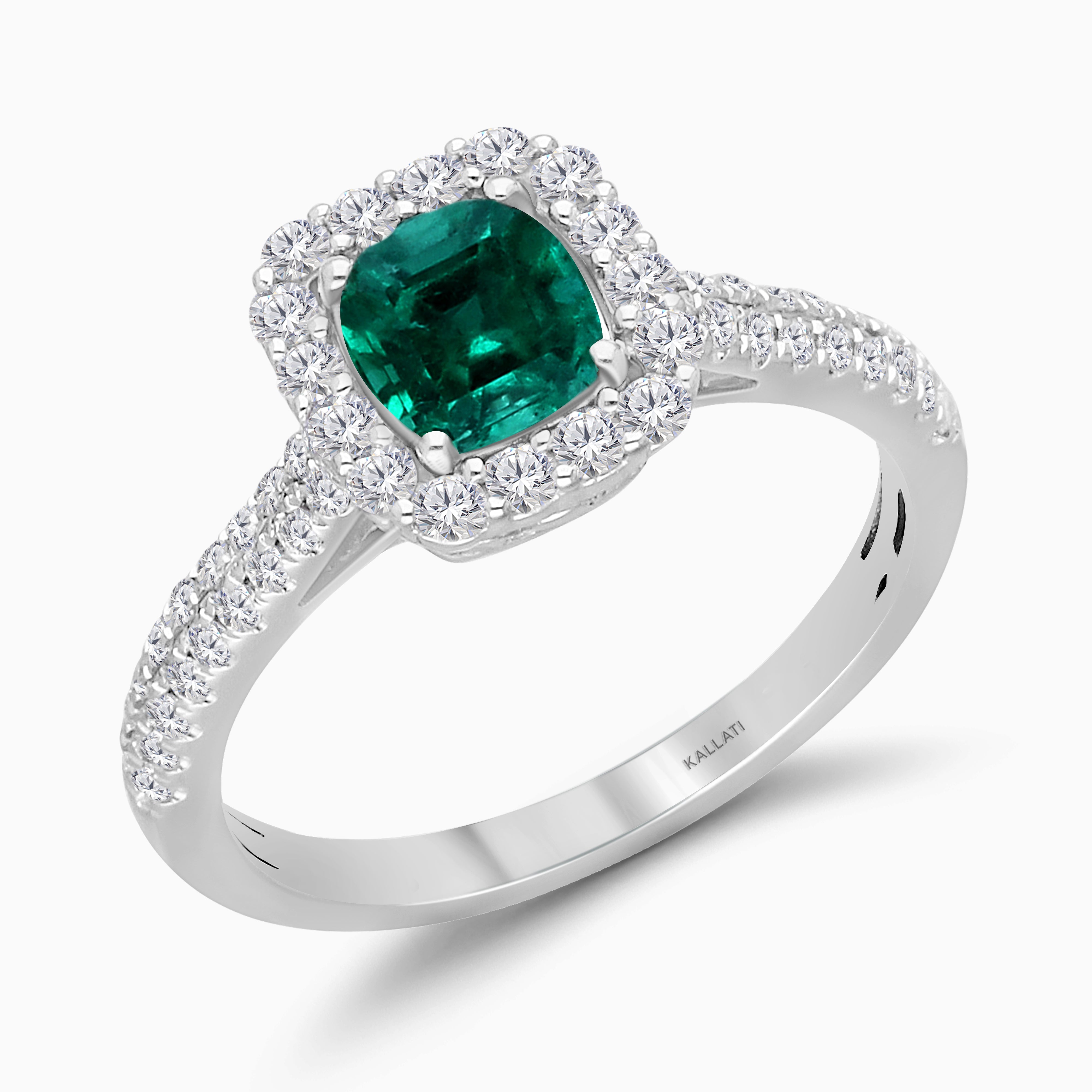 Cushion Cut Colombian Emerald Ring