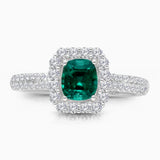 Cushion Cut Colombian Emerald Ring