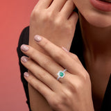 Kallati Heirloom Emerald-Cut Halo Emerald & Diamond Engagement Ring in 14K White Gold HEIRLOOM