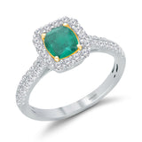 Kallati Heirloom Emerald-Cut Halo Emerald & Diamond Engagement Ring in 14K White Gold HEIRLOOM