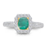 Kallati Heirloom Emerald-Cut Halo Emerald & Diamond Engagement Ring in 14K White Gold HEIRLOOM