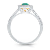 Kallati Heirloom Emerald-Cut Halo Emerald & Diamond Engagement Ring in 14K White Gold HEIRLOOM