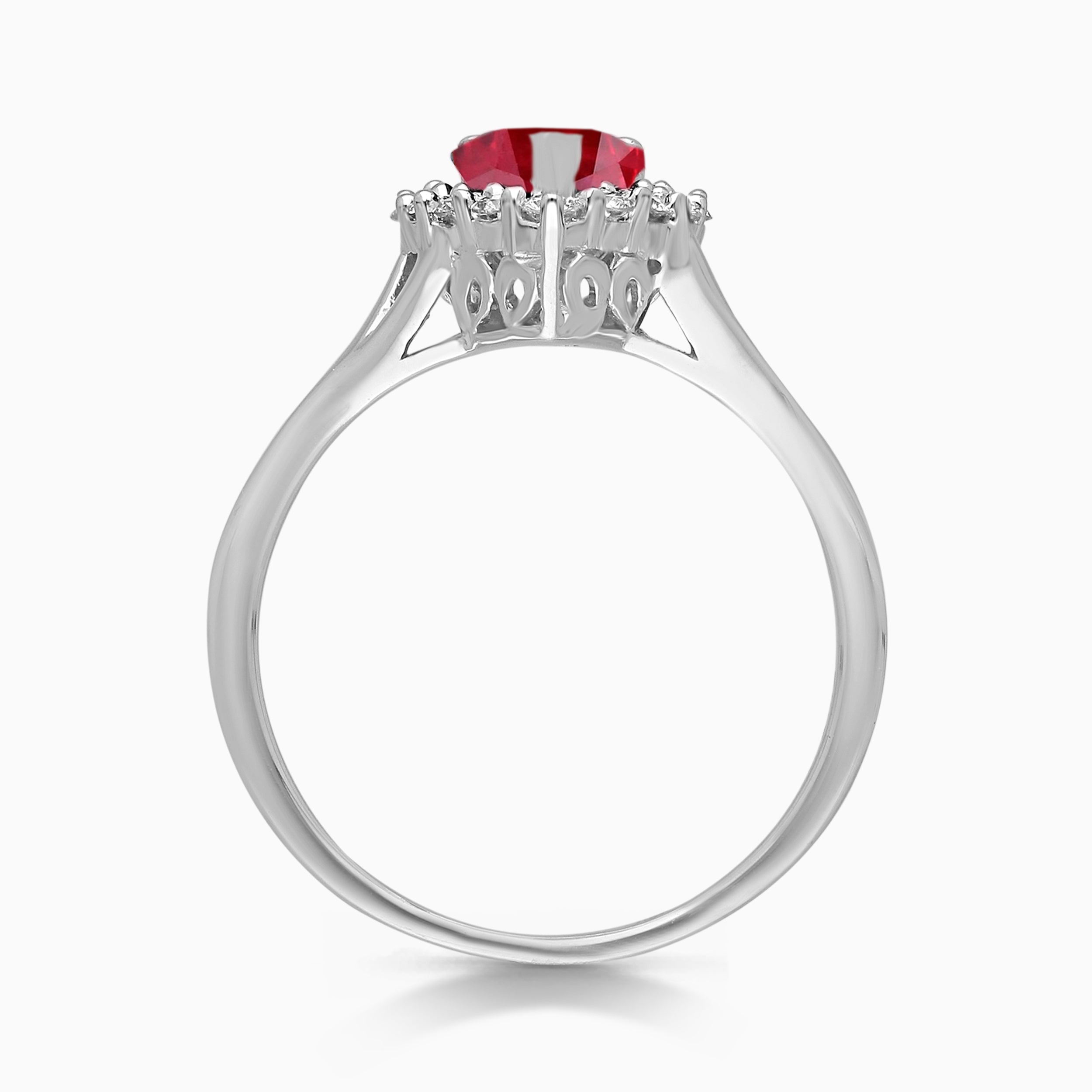 Kallati Heirloom Pear Shaped Ruby & Diamond Ring in 14K White Gold HEIRLOOM