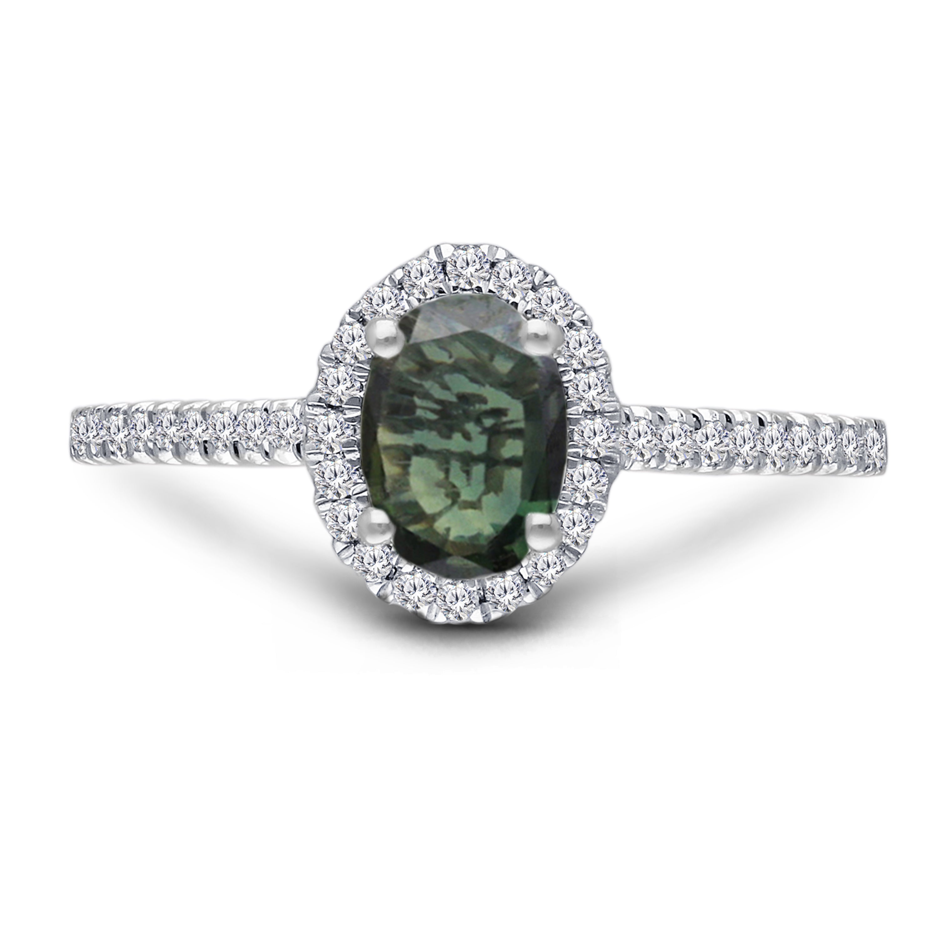 Green Sapphire Halo Ring