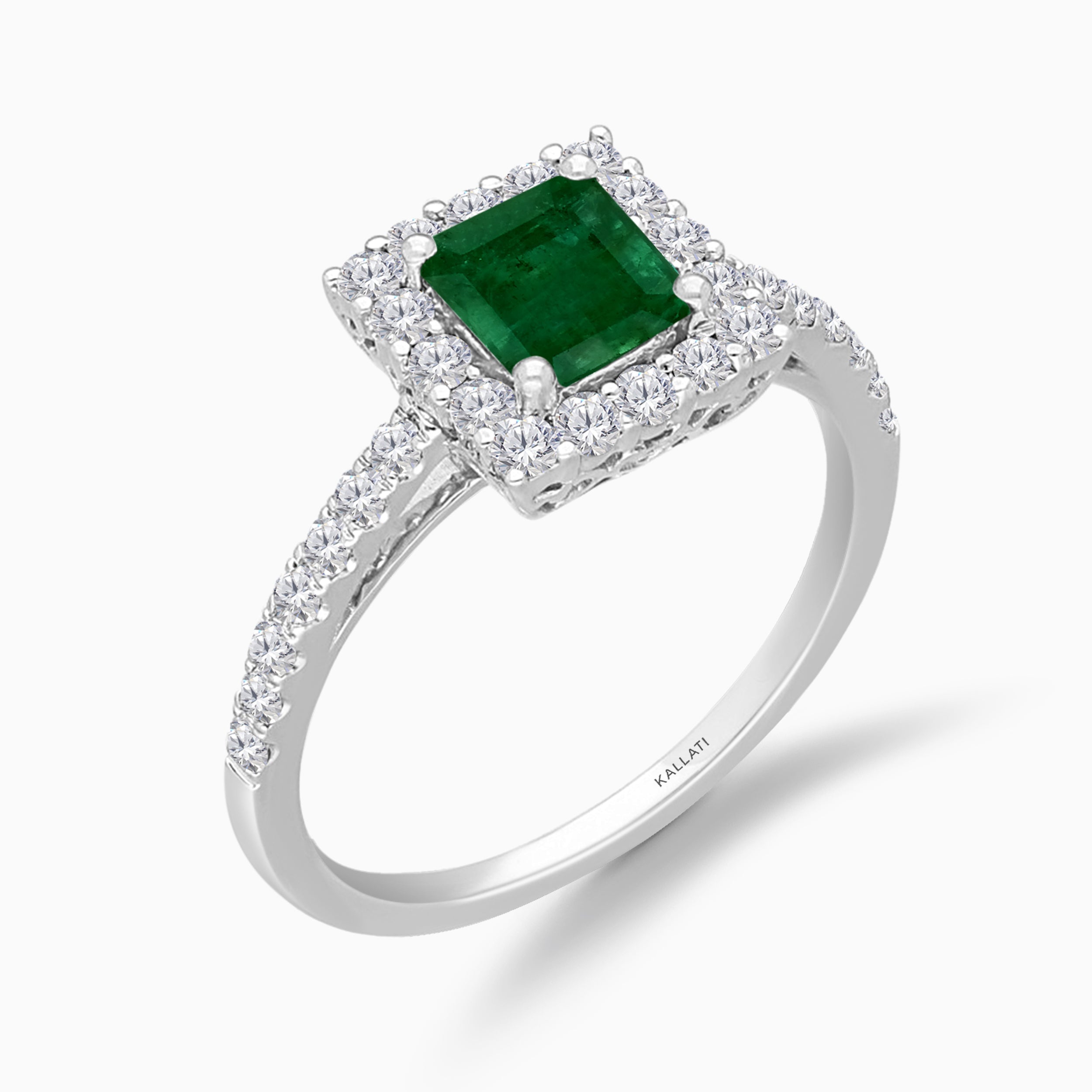 Princess Cut Colombian Emerald Ring Emerald