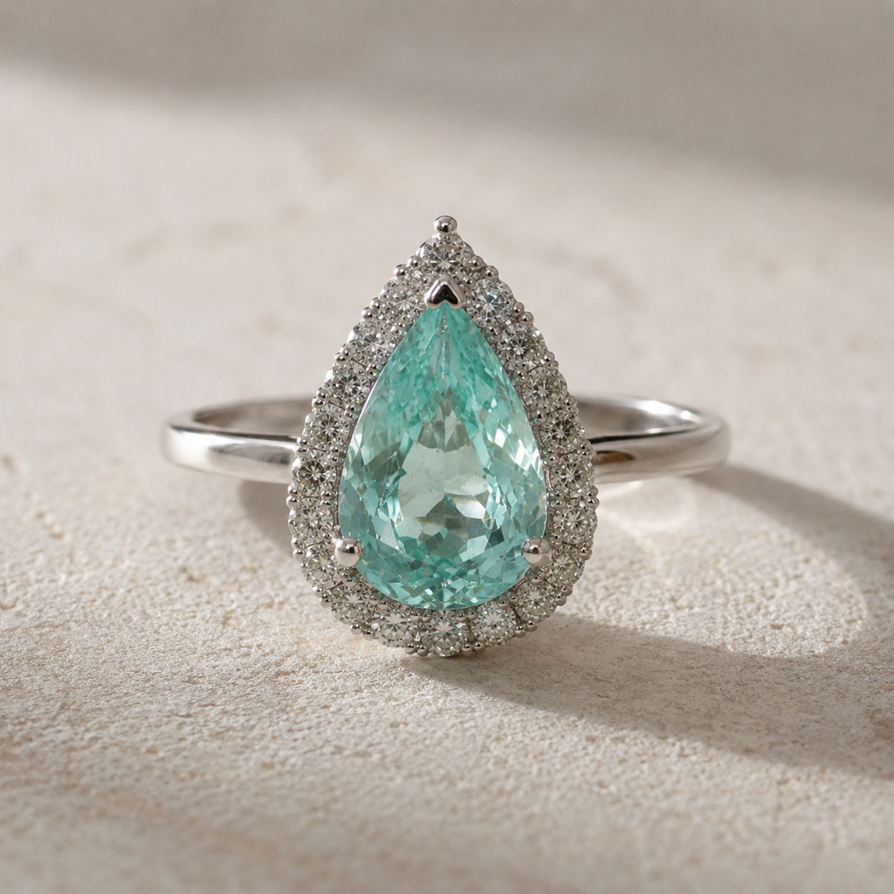 Certified Pear Pariaba & Diamond Ring