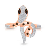 Rose Gold Coco & White Diamond Snake Ring ETERNAL